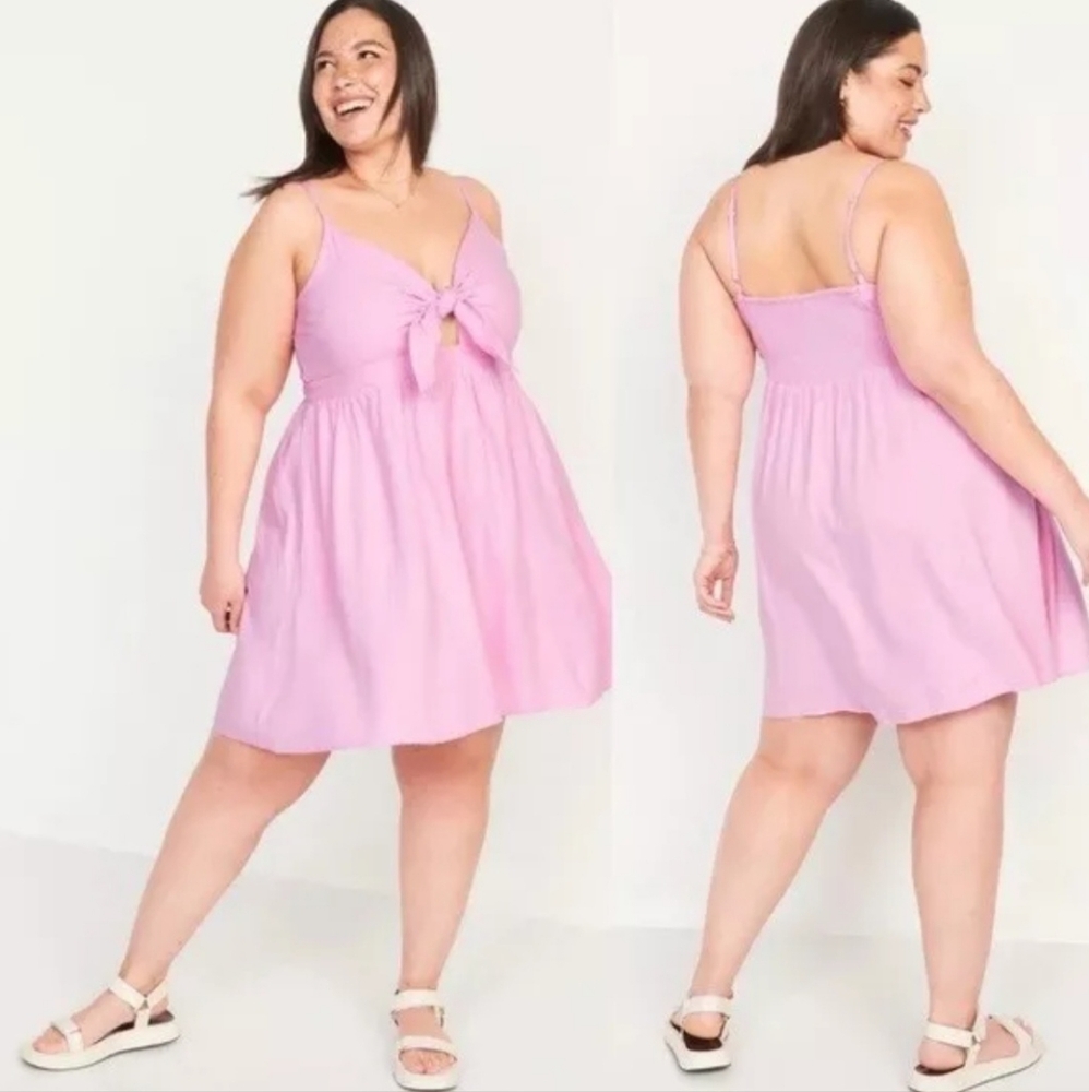Pink Linen Mini Dress X3 Plus Old Navy NWT